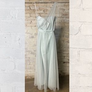 powder light blue one shouldered tulle bridesmaid dress [size 20]